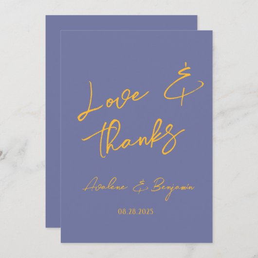 Blueberry Sunshine Typography Wedding Bedankt (Voorkant / Achterkant)