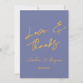 Blueberry Sunshine Typography Wedding Bedankt