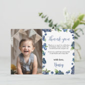 Blueberry Sweet 1e Verjaardag Foto Dank je kaart (Staand voorkant)