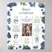Blueberry Sweet 1e Verjaardagsfeest Mijlpaal teken Poster (Voorkant)