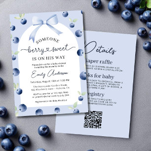 Blueberry Sweet All in One Boy Baby shower Kaart