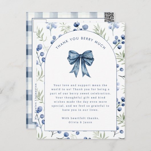 Blueberry Sweet Baby Dank u Briefkaart (Voorkant / Achterkant)