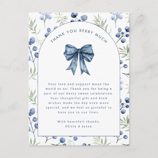 Blueberry Sweet Baby Dank u Briefkaart (Voorkant)