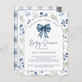 Blueberry Sweet Baby shower Invitation Briefkaart (Voorkant / Achterkant)
