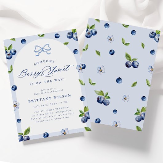 Blueberry Sweet Baby shower Invitation Kaart