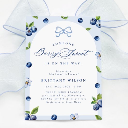 Blueberry Sweet Baby shower Invitation Kaart