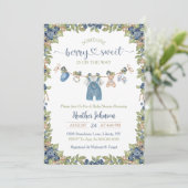 Blueberry Sweet Clothesline Baby shower Kaart (Staand voorkant)
