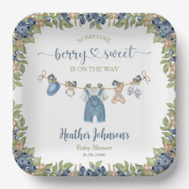 Blueberry Sweet Clothesline Baby shower Papieren Bordje
