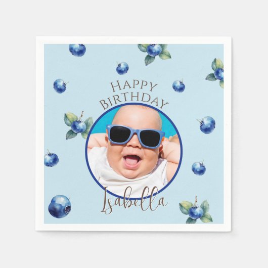 Blueberry Sweet Photo Boy Verjaardagsfeestje Servet (Voorkant)