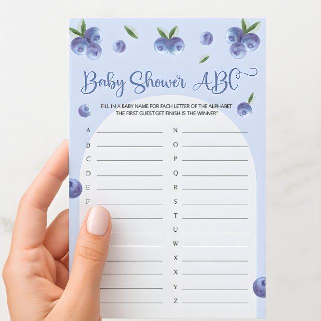 Blueberry Sweet Waterverf Baby shower ABC spel (Blueberry Sweet Watercolor Baby Shower ABC Game)