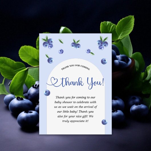Blueberry Sweet Waterverf Boy Baby shower Bedankkaart