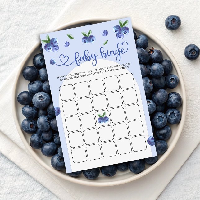 Blueberry Sweet Waterverf Boy Baby shower Bingo (Blueberry Sweet Watercolor Boy Baby Shower Bingo)