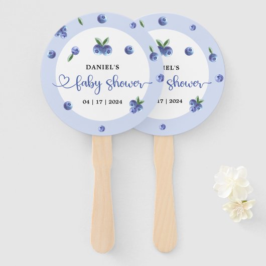 Blueberry Sweet Waterverf Boy Baby shower Handwaaier (Voorkant en achterkant)