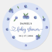 Blueberry Sweet Waterverf Boy Baby shower Ronde Sticker (Voorkant)