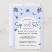 Blueberry Sweet Waterverf Boy Sip and See Kaart (Voorkant)