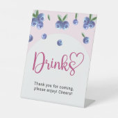 Blueberry Sweet Waterverf Meisje Baby shower Drink Reclamebord Met Voetstuk (Voorkant)