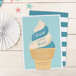 Blueberry Swirl Ice Cream Birthday Party Kaart