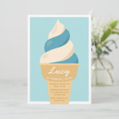 Blueberry Swirl Ice Cream Kids Birthday Party Kaart (Staand voorkant)