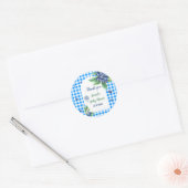 Blueberry-thema Gingham Sweet Baby shower Ronde Sticker (Envelop)