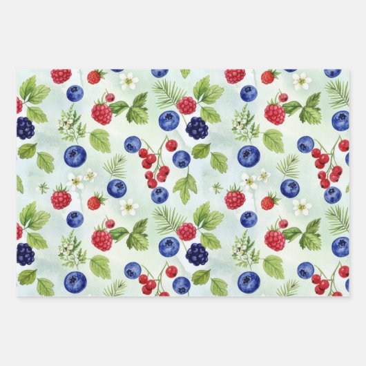 Blueberry Theme Assorted WrappingPaper Flat Sheets Inpakpapier Vel (Voorkant 3)
