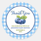 Blueberry Theme Baby shower Bedankt Ronde Sticker (Voorkant)