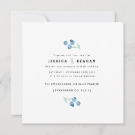 Blueberry Trio Waterverf bruiloft uitnodigen Kaart