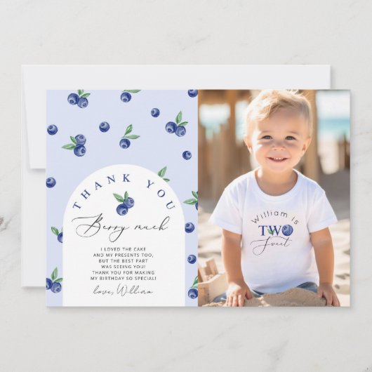 Blueberry Twee zoete verjaardagsfoto dank u kaart (Voorkant)