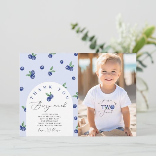 Blueberry Twee zoete verjaardagsfoto dank u kaart (Staand voorkant)
