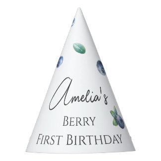 Blueberry verjaardagsfeestje Berry Sweet Waterverf Feesthoedjes