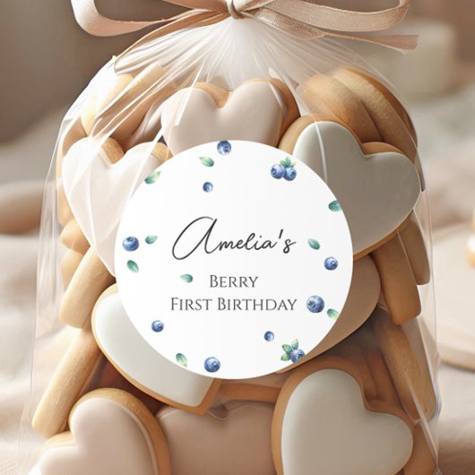 Blueberry verjaardagsfeestje Berry Sweet Waterverf Ronde Sticker