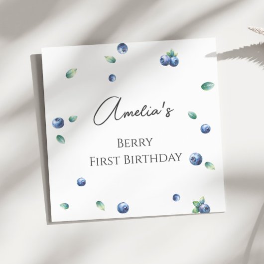 Blueberry verjaardagsfeestje Berry Sweet Waterverf Servet