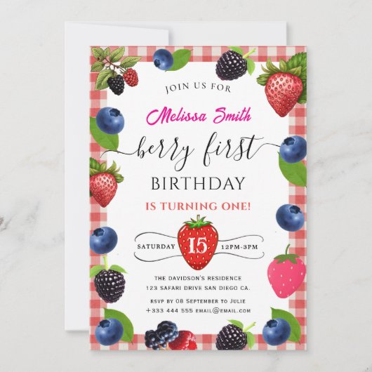 Blueberry verjaardagsfeestje uitnodiging (Voorkant)