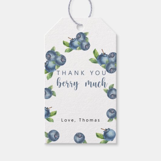 Blueberry verjaardagsfeestje veel dank u bessen cadeaulabel (Voorkant)