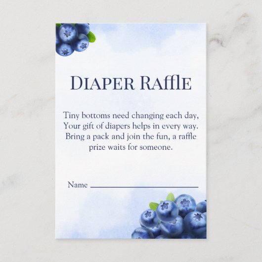 Blueberry Watercolor Diaper Raffle Ticket Insert Informatiekaartje (Voorkant)