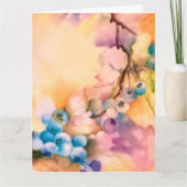 Blueberry Watercolor Greeting Card — Hand-Painted Kaart (Voorkant)