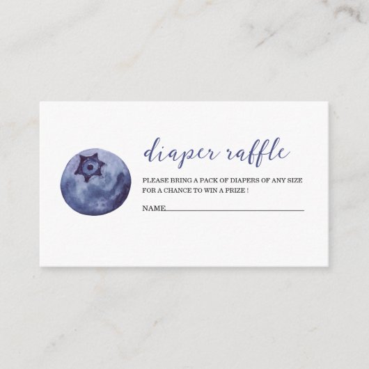 Blueberry Waterverf baby shower luier loterij Informatiekaartje (Voorkant)