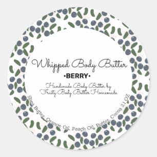 Blueberry Waterverf Body Butter Bath Branding Ronde Sticker
