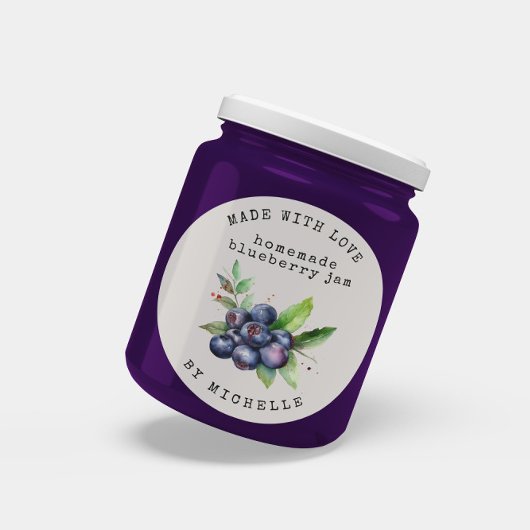 Blueberry Waterverf Jam Label Inblikken Sticker