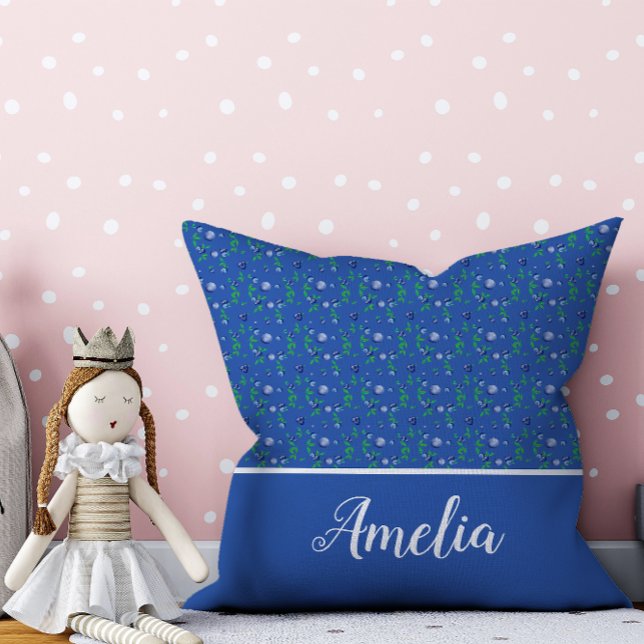Blueberry waterverf patroon leuke naam blauw kussen (Creator heeft geüpload)