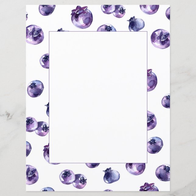 Blueberry Waterverf Scrapbook Paper (Voorkant)