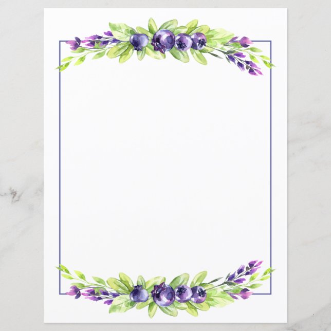 Blueberry Waterverf Scrapbook Paper (Voorkant)