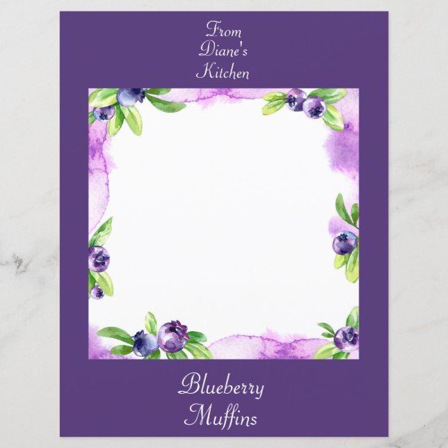 Blueberry Waterverf Scrapbook Paper (Voorkant)