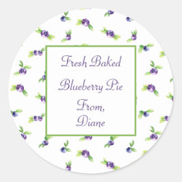 Blueberry Waterverf Scrapbook Ronde Sticker