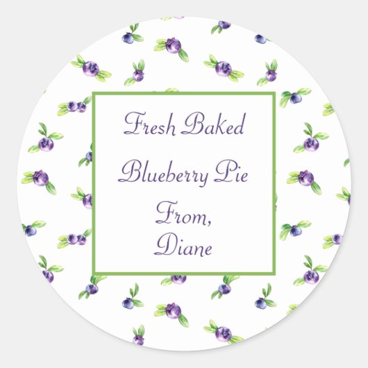Blueberry Waterverf Scrapbook Ronde Sticker (Voorkant)