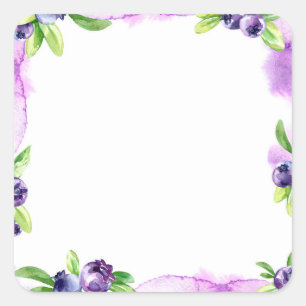 Blueberry Waterverf Scrapbook Vierkante Sticker