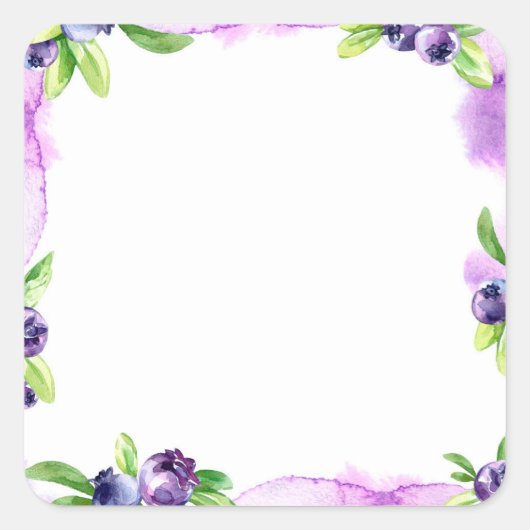 Blueberry Waterverf Scrapbook Vierkante Sticker (Voorkant)