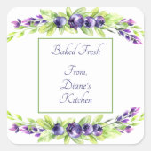 Blueberry Waterverf Scrapbook Vierkante Sticker (Voorkant)
