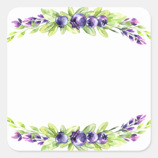 Blueberry Waterverf Scrapbook Vierkante Sticker (Voorkant)