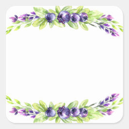 Blueberry Waterverf Scrapbook Vierkante Sticker