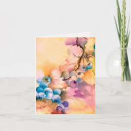 Blueberry Waterverf Wenskaart — met de hand geschi Notitiekaartje